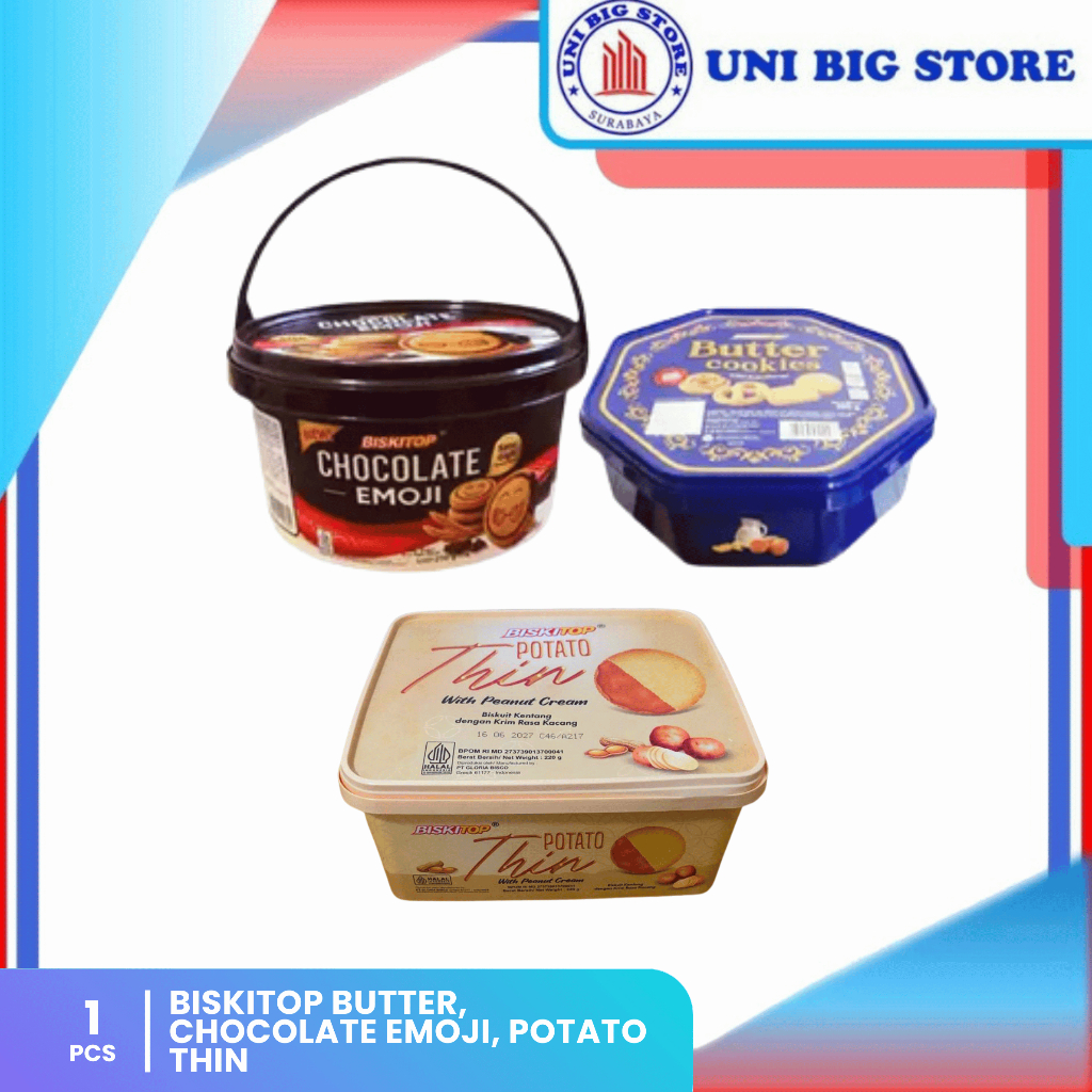 Biskitop Butter Cookies Chocolate Emoji Kaleng 260 gr Kukis Rasa Mentega 250 gr