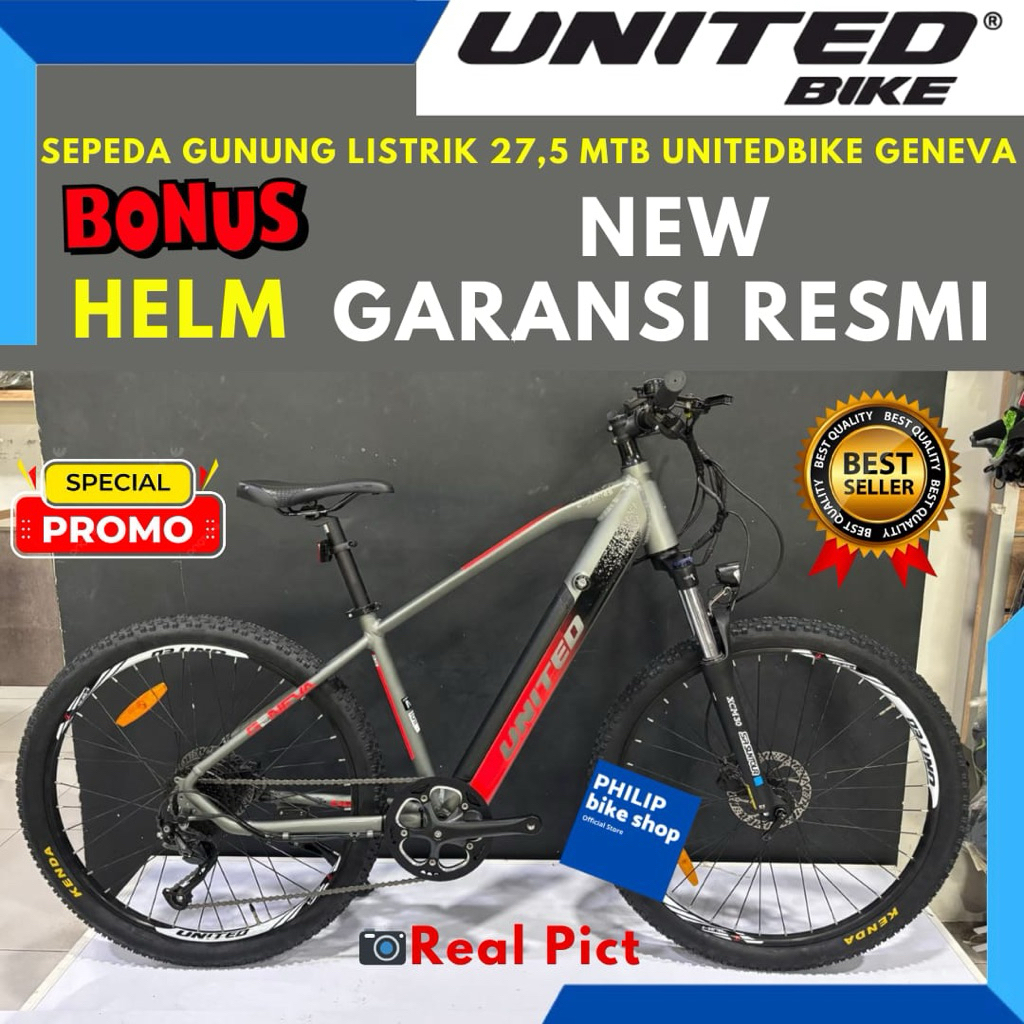 Sepeda Gunung MTB 27.5 Electric UNITEDBIKE Geneva E-Bike Terbaru
