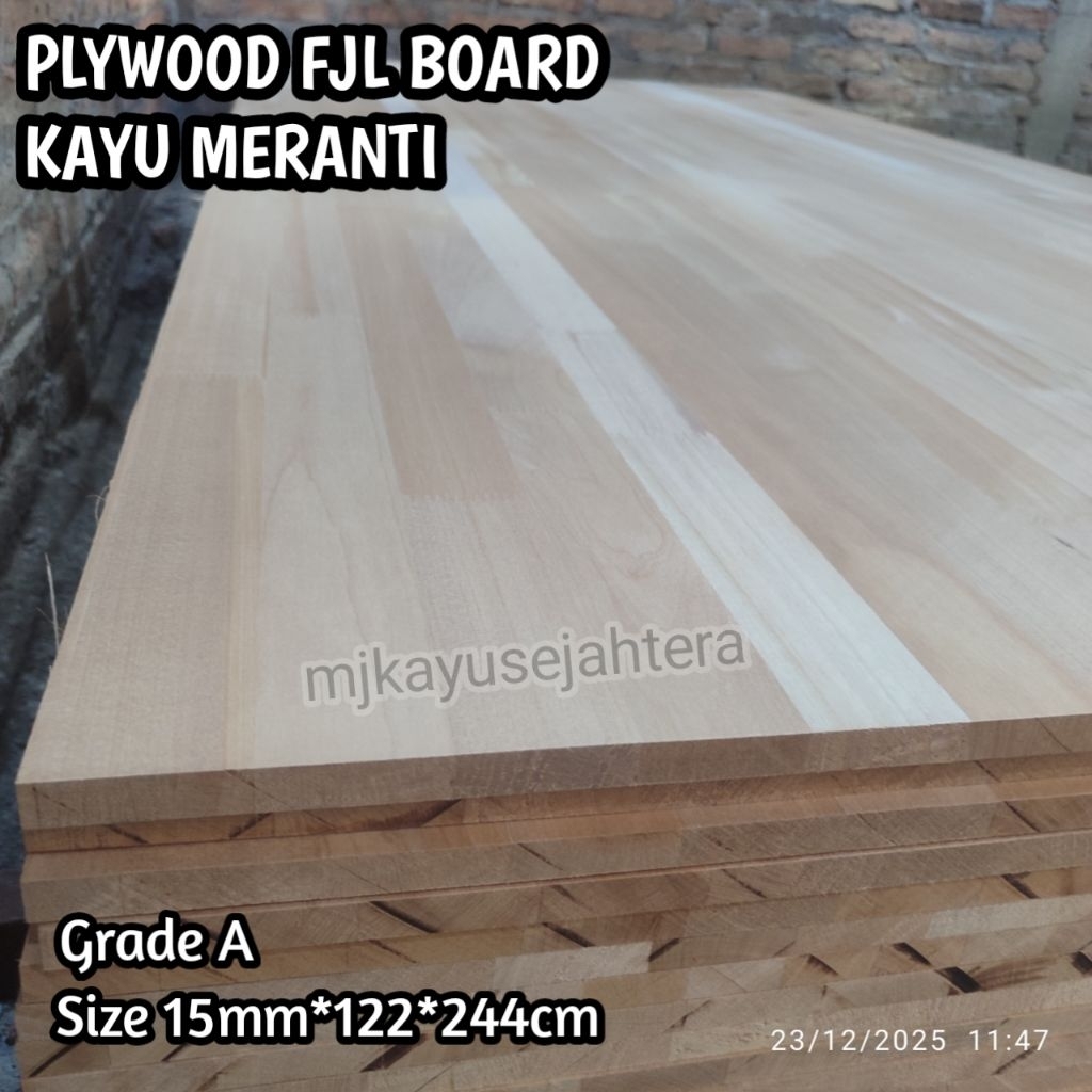 Papan Triplek Plywood FJL Kayu Meranti Grade A 15mm x 122 x 244 cm