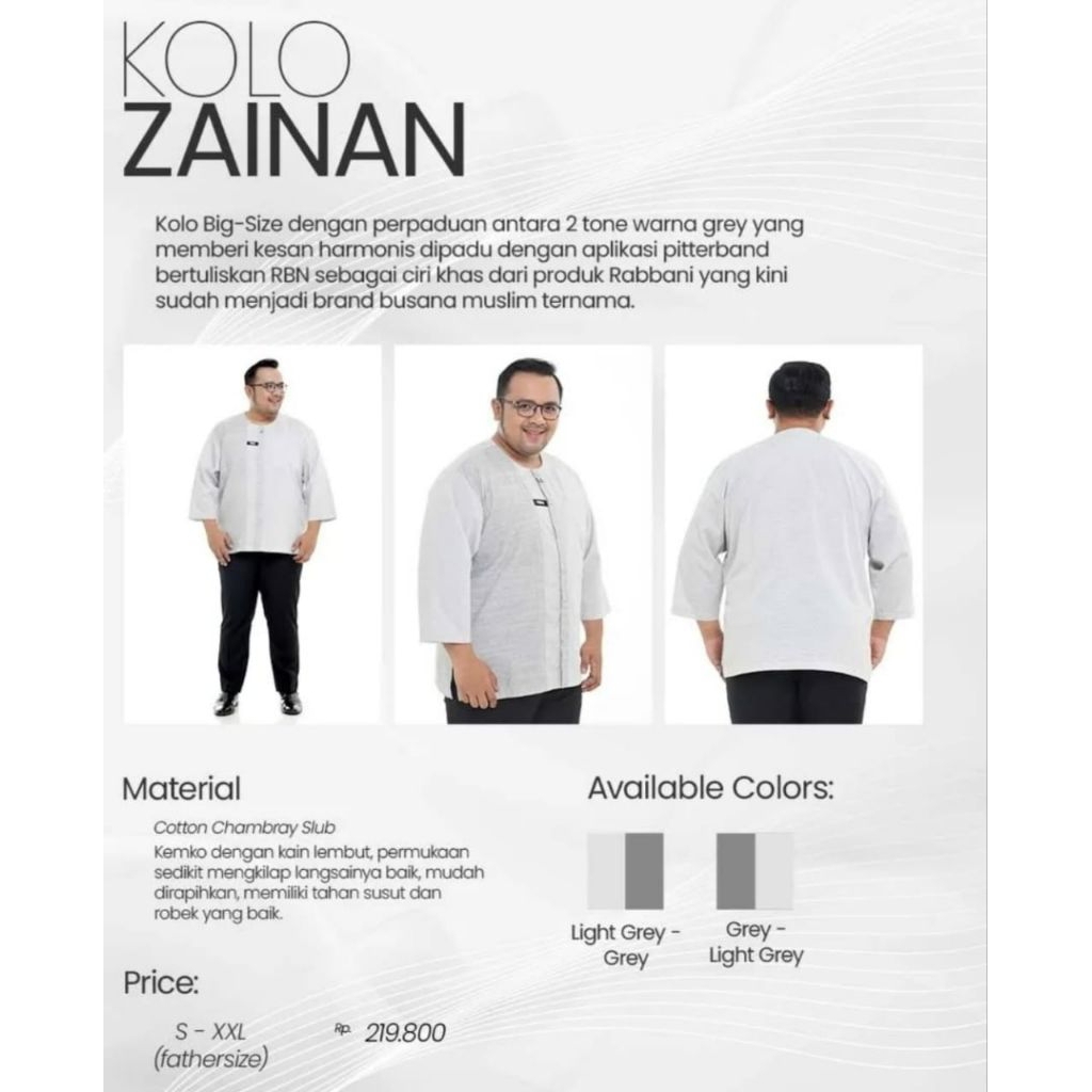 Kemeja Koko Rabbani 100% Ori_Kolo Zainan Big Size_Diskon Spesial 20%