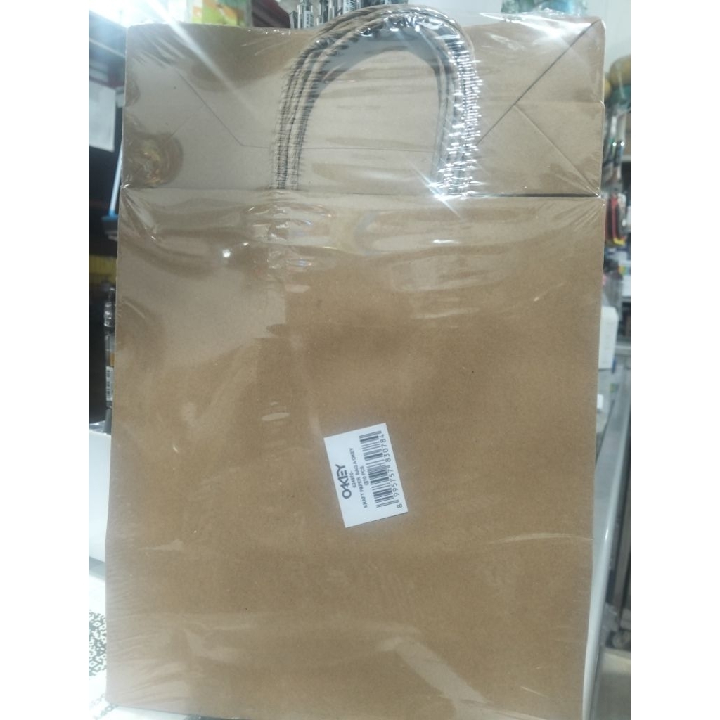 1 PAK (10 PCS) PAPER BAG KERTAS OKEY_ TAS COKLAT POLOS DAN BATIK