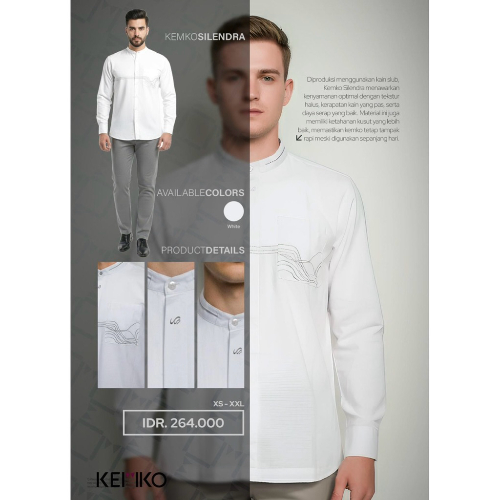 RABBANI ORIGINAL - baju koko KEMKO SILENDRA MST PUTIH