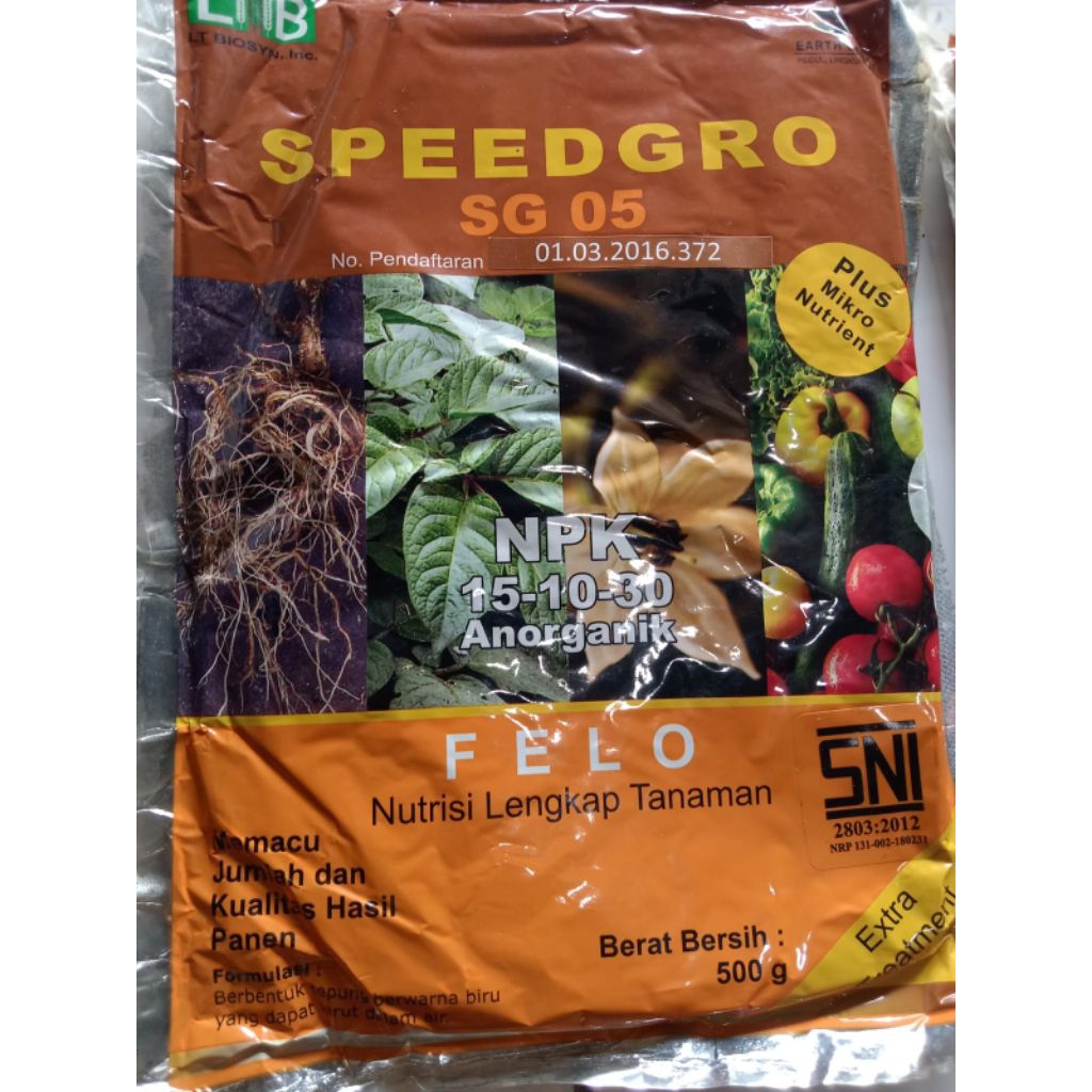 Speedgro 05 500gr pupuk NPK 15-10-30 Anorganik, pupuk NPK speedgro SG 05,pupuk FELO speedgro 500g
