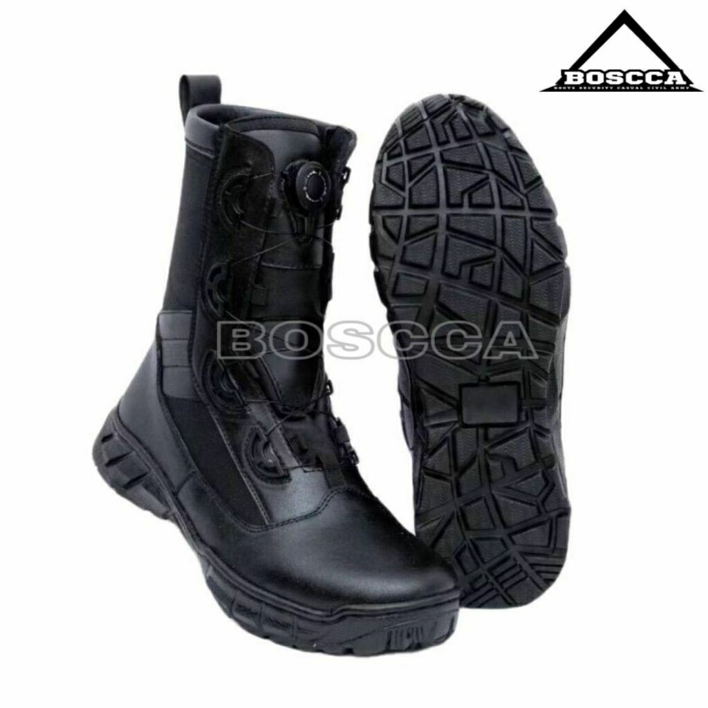Sepatu PDL Jatah polri EXTRA Tali putar sol wb Merek boscca