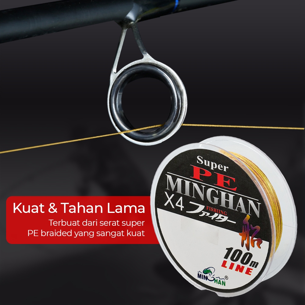 Senar Benang Tali Pancing Super PE Braided Line 100M 3.0 Sangat Kuat High Quality Original - No Colo
