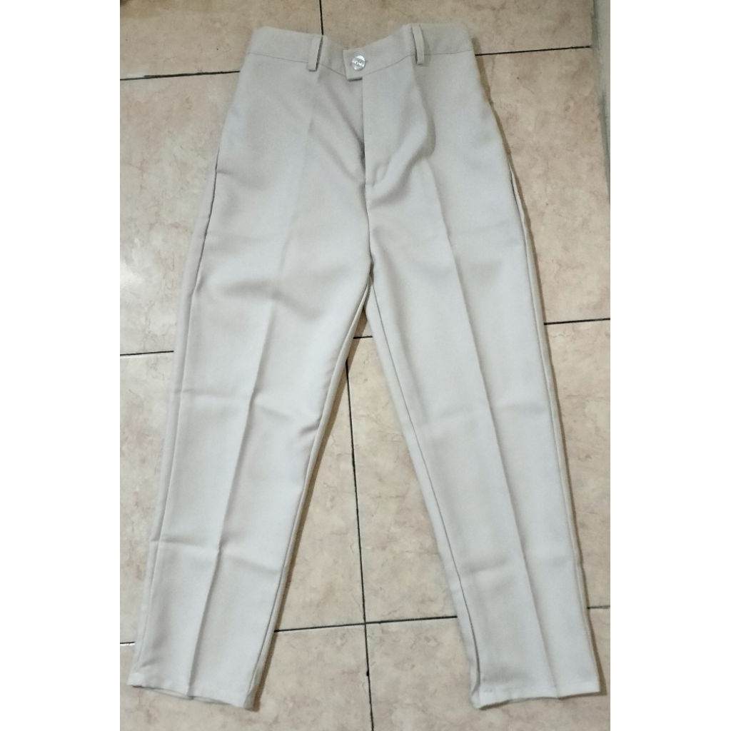 (preloved) celana panjang bahan warna ivory