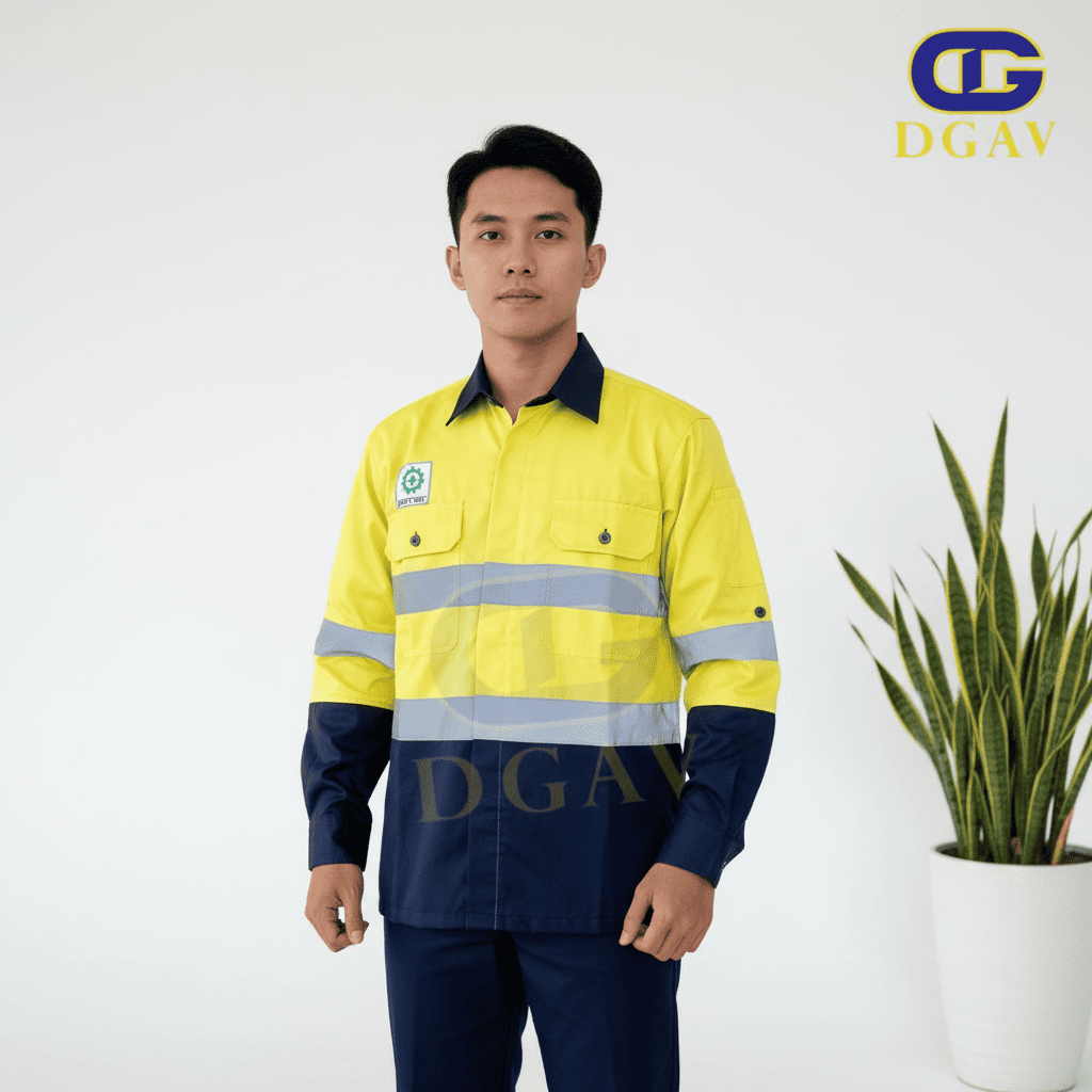 Baju Wearpack Safety Kerja / Wearpack Atasan Safety Warna Kuning Kombinasi Navy/Dongker