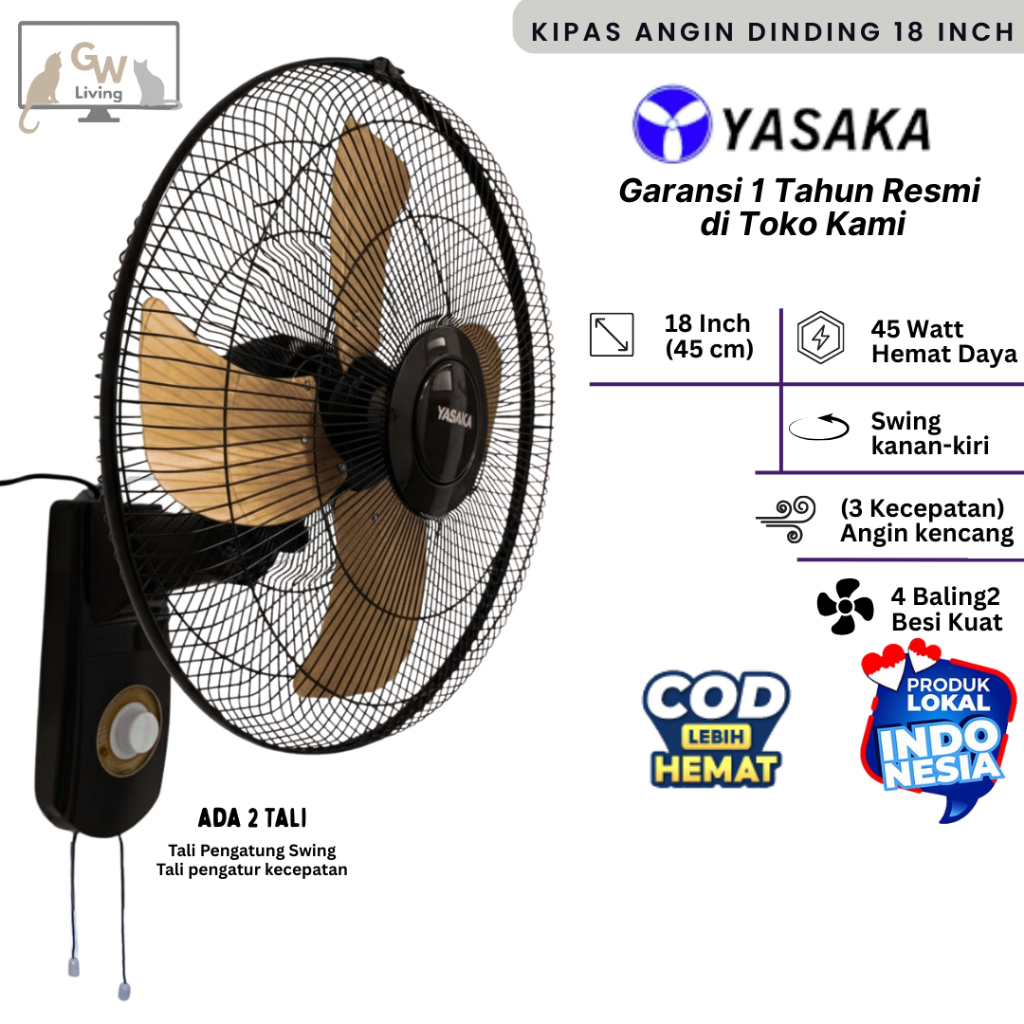 Kipas Angin Dinding Besi / Wallfan 18 Inch 16 Inch Tornado Kencang Hemat Daya