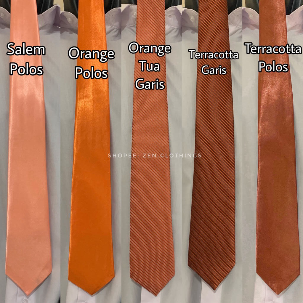 Dasi Pria Ikat Manual Warna Orange Salem Orens Peach Oranye Terracotta Oren Teracota Dewasa Panjang 