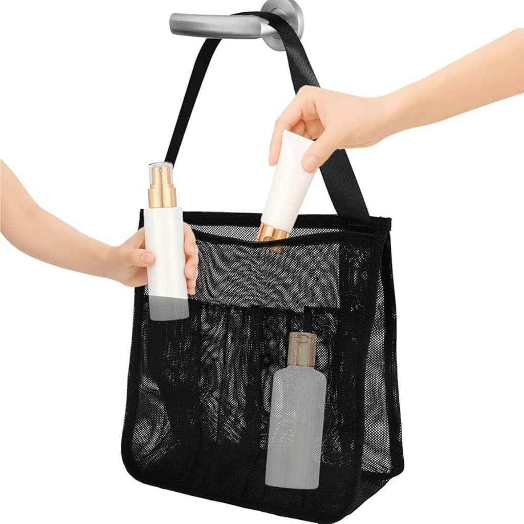 tas tempat sabun mandi tas wanita traveling jaring hitam bag tote