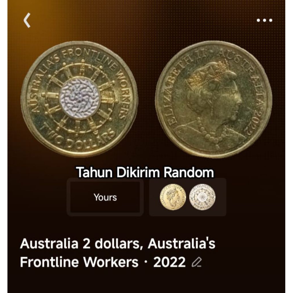 T124 Koin 2 Dollars Frontline Workers Australia Negeri Kangoroo Elizabeth II Koleksi Souvenir Coin L
