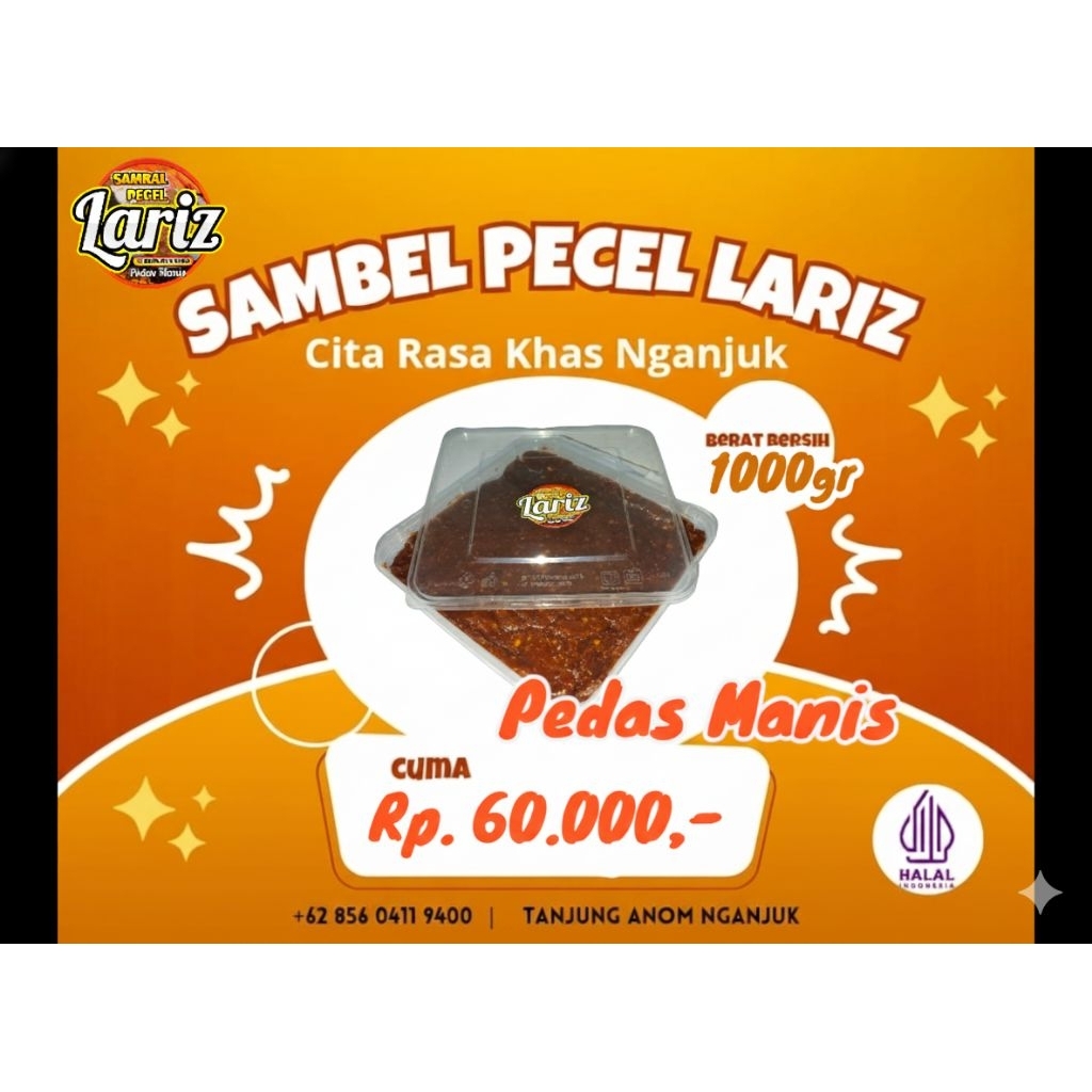 sambal pecel 1 Kg/ Sambal pecel Nganjuk/ Sambal pecel Lariz