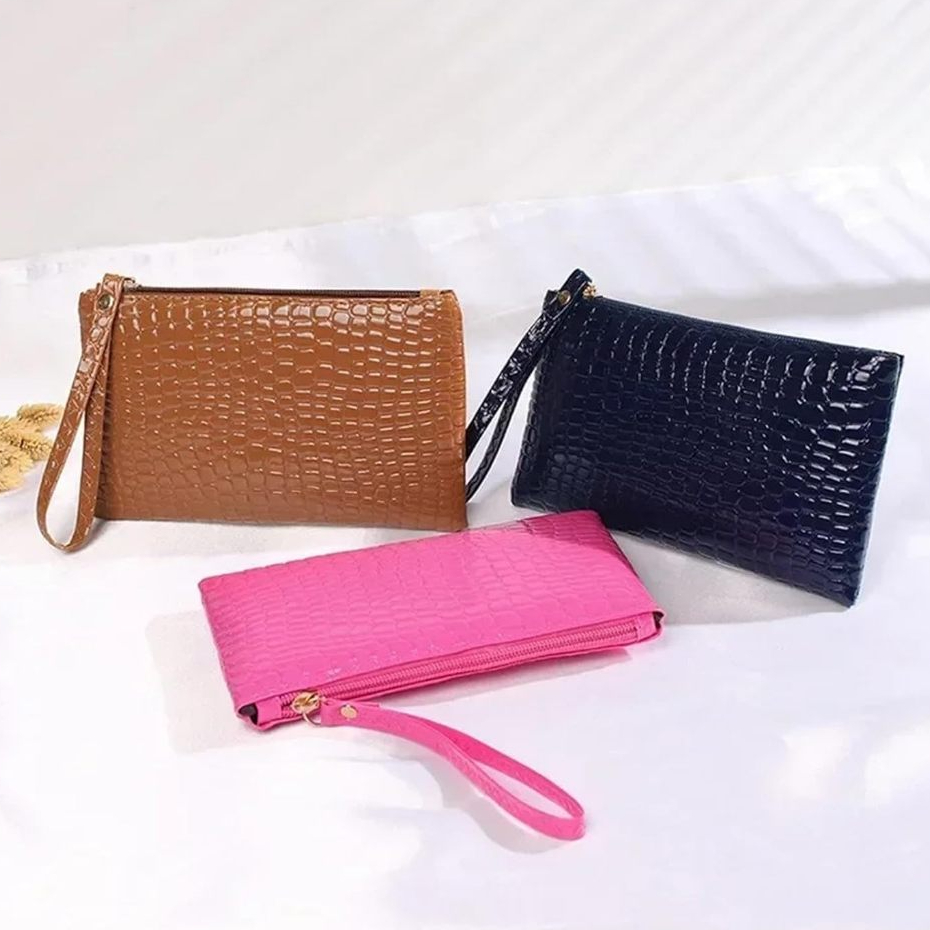 DOMPET WANITA MOTIF CROCO POUCH DOMPET KULIT BUAYA