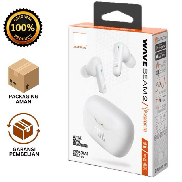 JBL Wave Beam 2 ORIGINAL GARANSI RESMI True Wireless Noise Cancelling Earbuds TWS