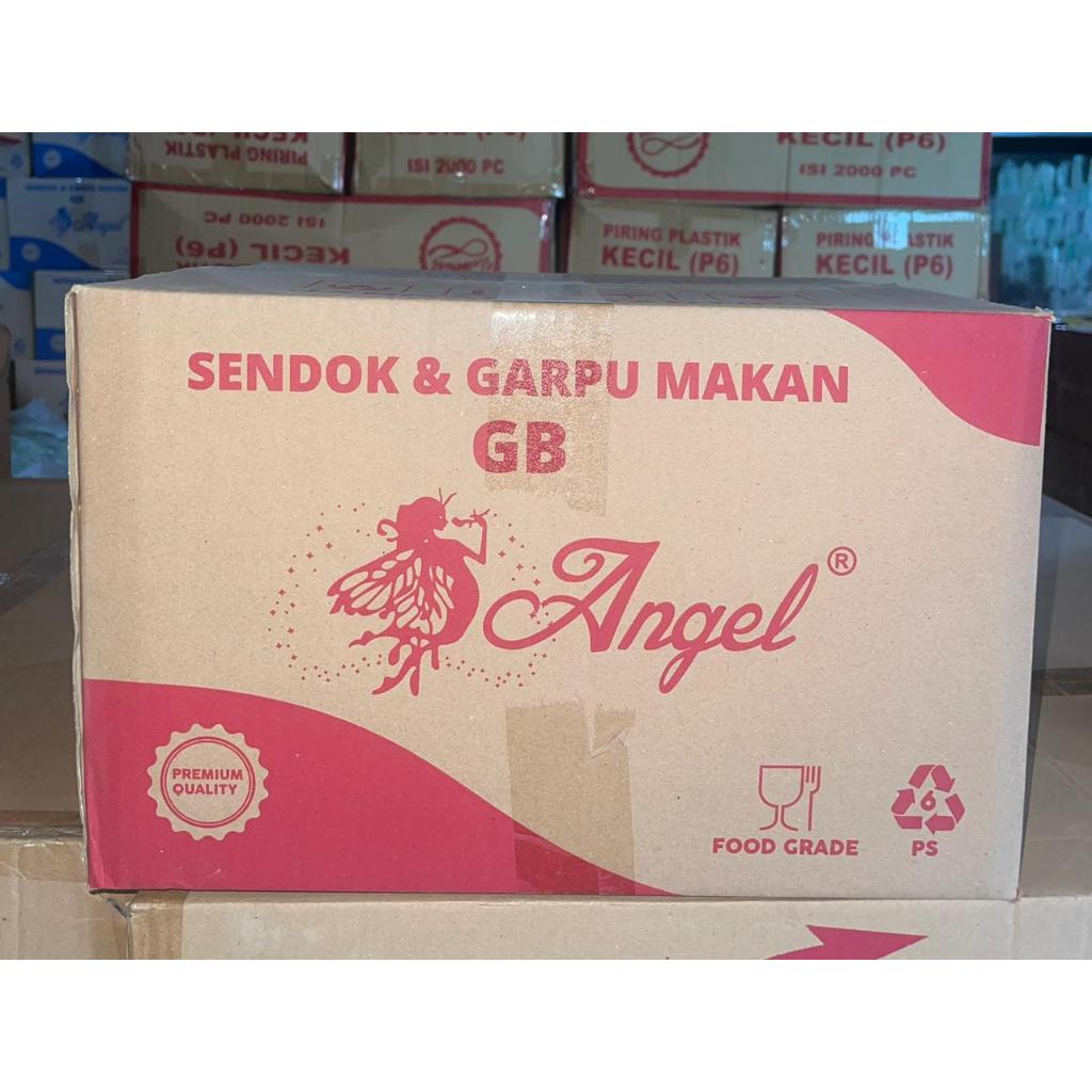 SENDOK MAKAN PLASTIK/GARPU MAKAN PLASTIK/SENDOK PLASTIK MEREK ANGEL BENING 1 DUS 3000 PCS GROSIR