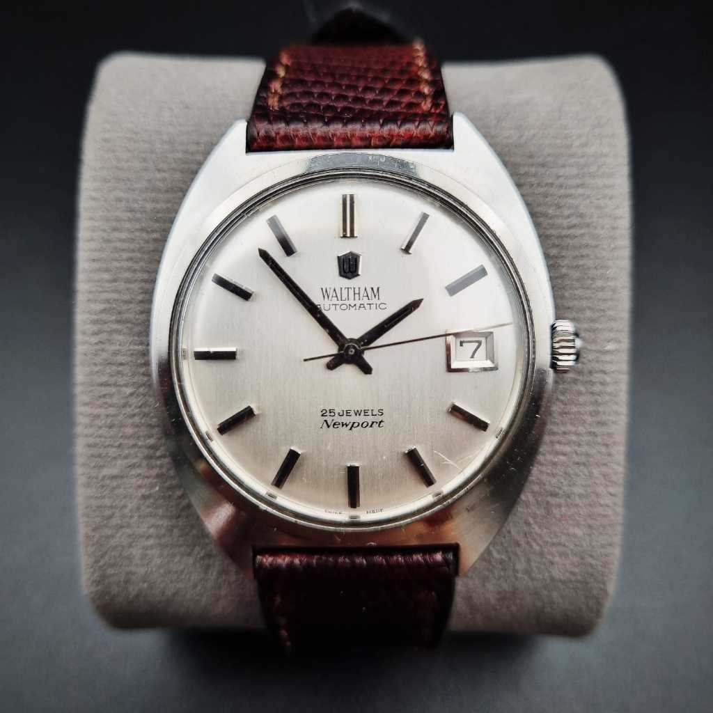 Waltham Newport 25 Jewels Automatic Silver Jam Tangan Pria Bekas Original