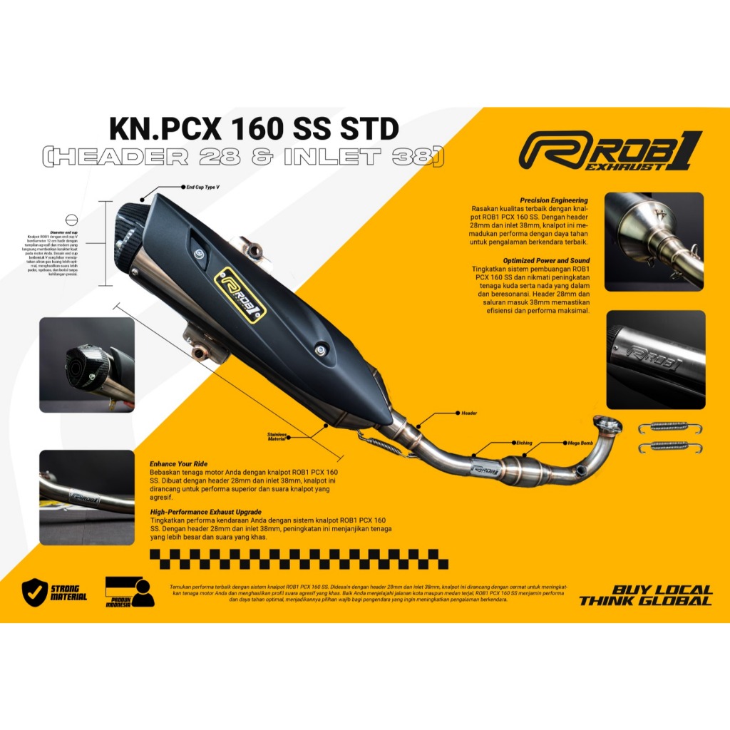 knalpot standar racing ROB1 pcx 160