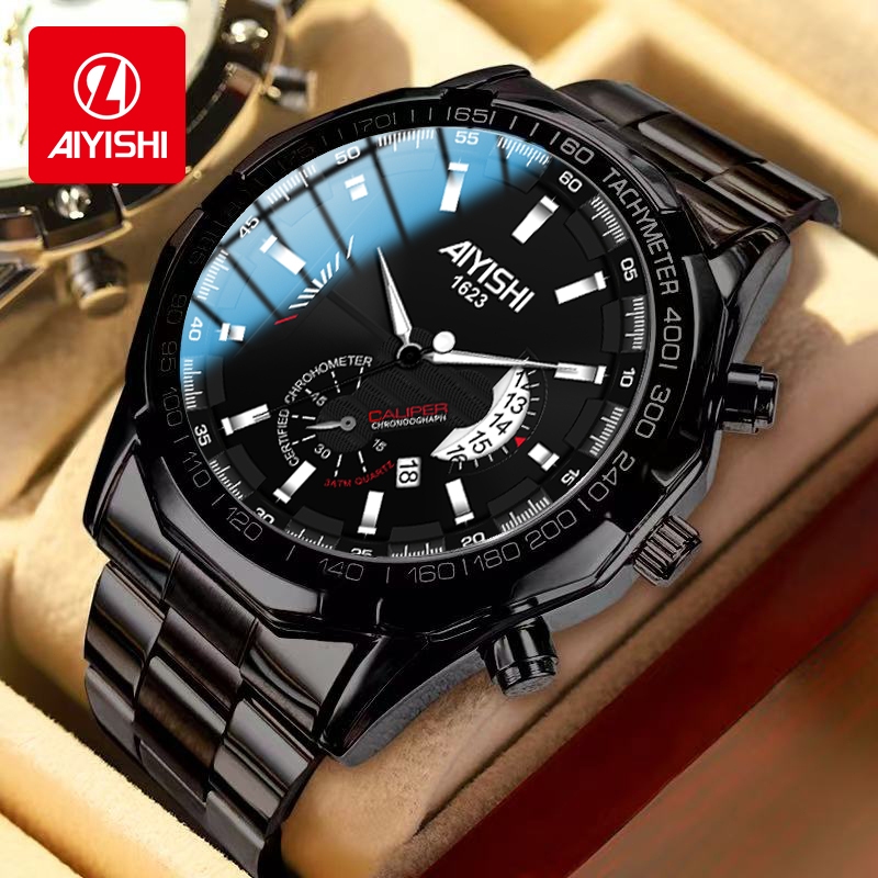 AIYISHI Jam Tangan Pria Anti Air Original Rantai Analog Chain Stainless Tahan Bisnis Kuarsa New Arri