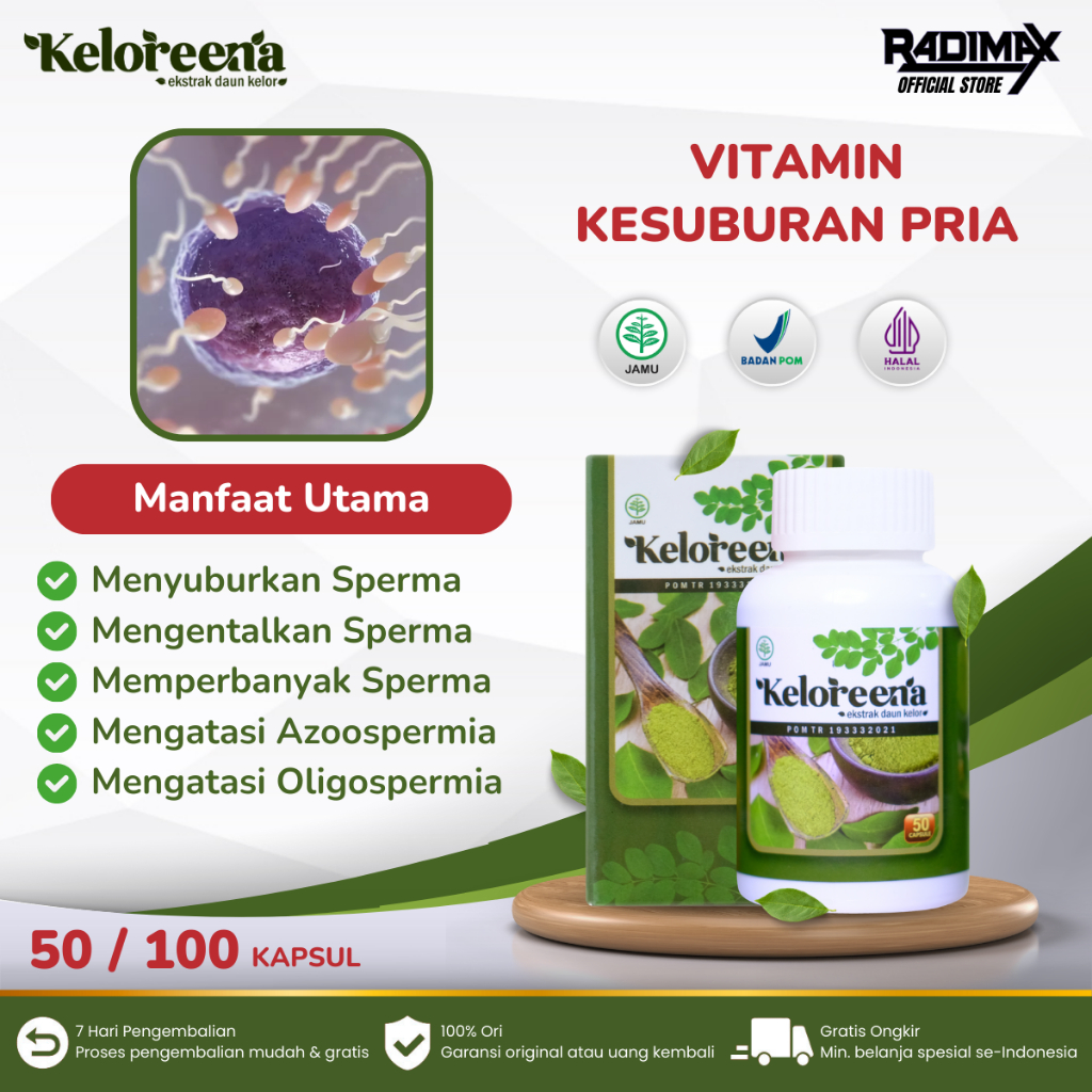 Keloreena Obat Penyubur Sperma, Vitamin Kesuburan Pria, Pengental Sperma Encer, Penambah Sperma Koso