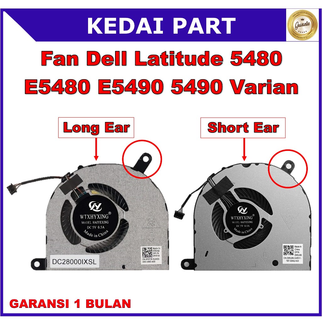 Fan Dell Latitude 5480 E5480 E5490 5490 E5491 5491 E5495 5495 Short Long Ear OEM