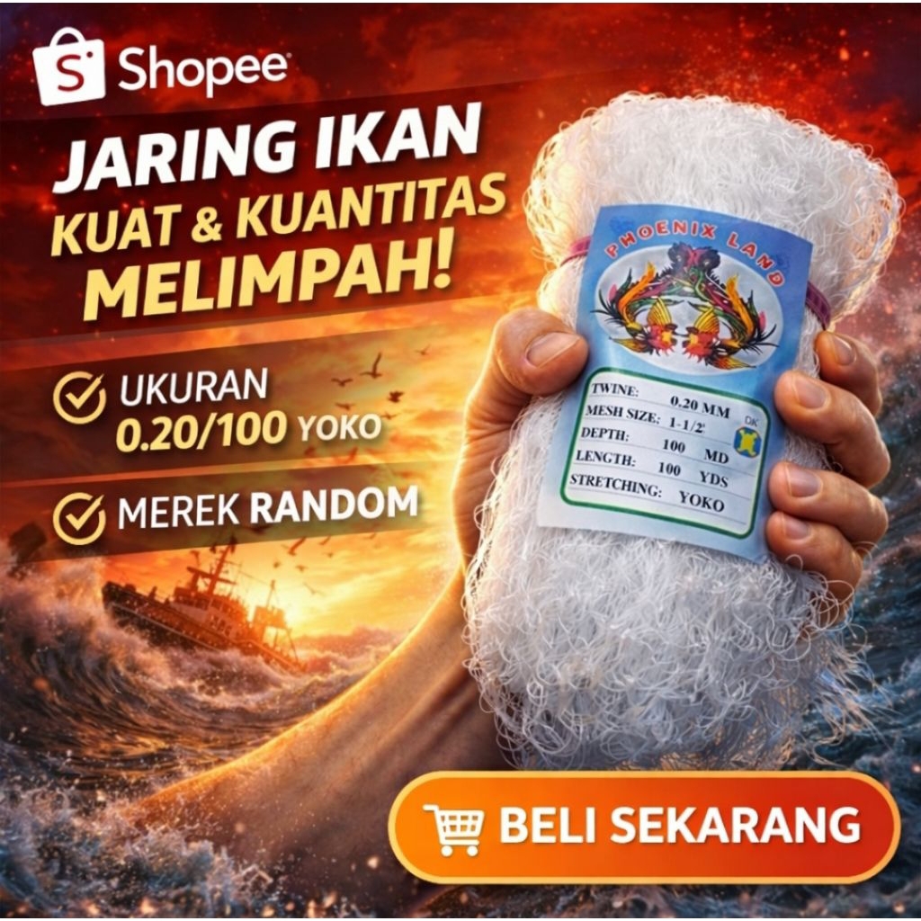 Jaring Ikan Senar 0.20 Yoko – Panjang 100 m / 100 Yards | Pukat Ikan (Ukuran Bisa Dipilih)