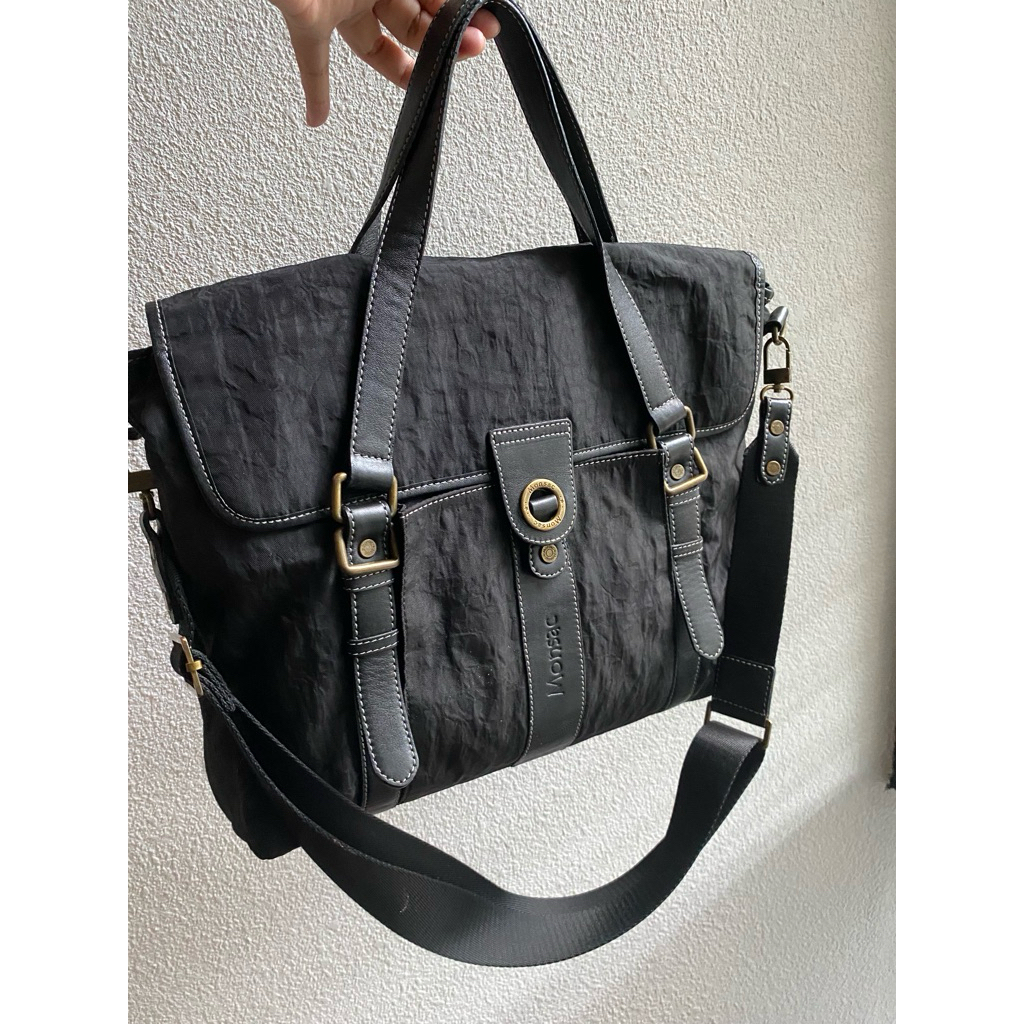 monsac nylon satchel bag black color