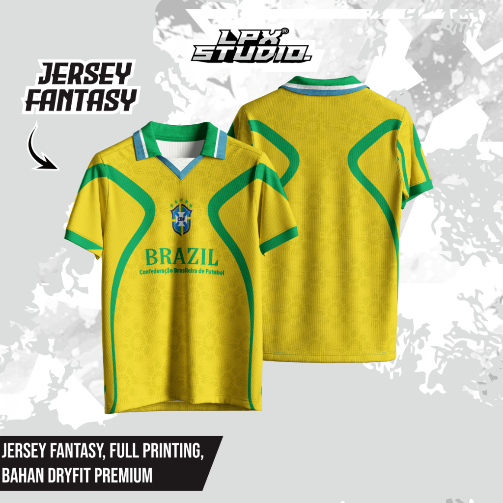 Jersey Brazil Fantasy / Jersey Brazil / Kaos Brazil / Jersey Bola / Jersey Vintage