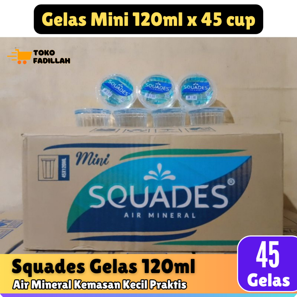 SQUADES Air Mineral Gelas Mini 120ml x 45 Cup [1 DUS]