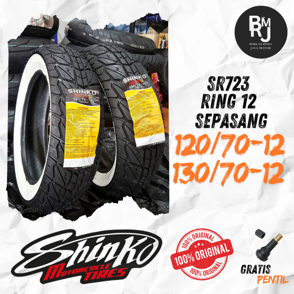 Paket / Satuan Ban Vespa Matic 120/70-12 & 130/70-12 Shinko SR723 WW / White Wall /Ban Shinko Import