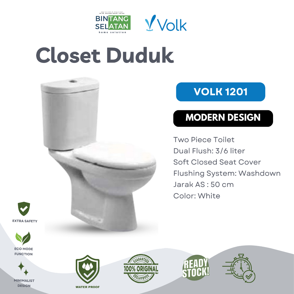 Closet Duduk Volk / Kirana 1201 / Two Piece Toilet