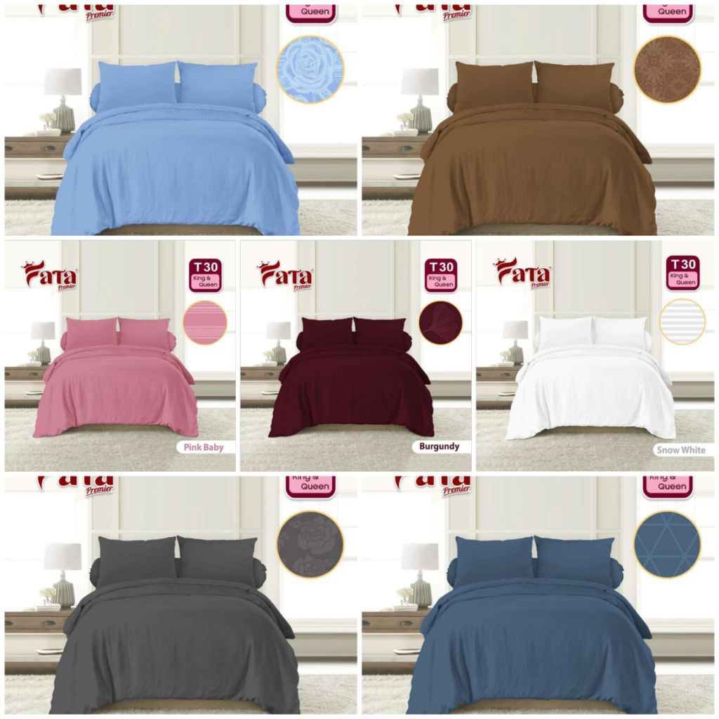 FATA- premier Bed cover set sprei tinggi 30 / Bed cover Fata polos embos ukuran 180x200 / ukuran 160
