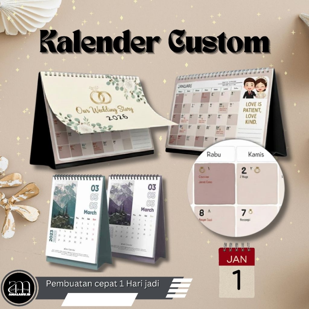 Kalender custom 2026 kalender meja ukuran A5 kalender duduk custom kalender aesthetic kalender souve