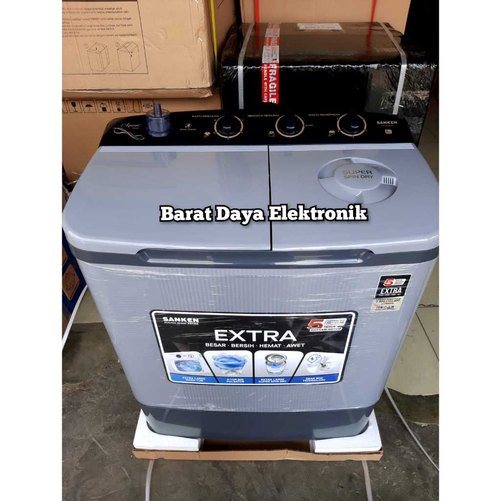 Sanken Mesin Cuci Hijab Series TW 927GY Kapasitas 9 Kg Mesin cuci 2 tabung Low Watt