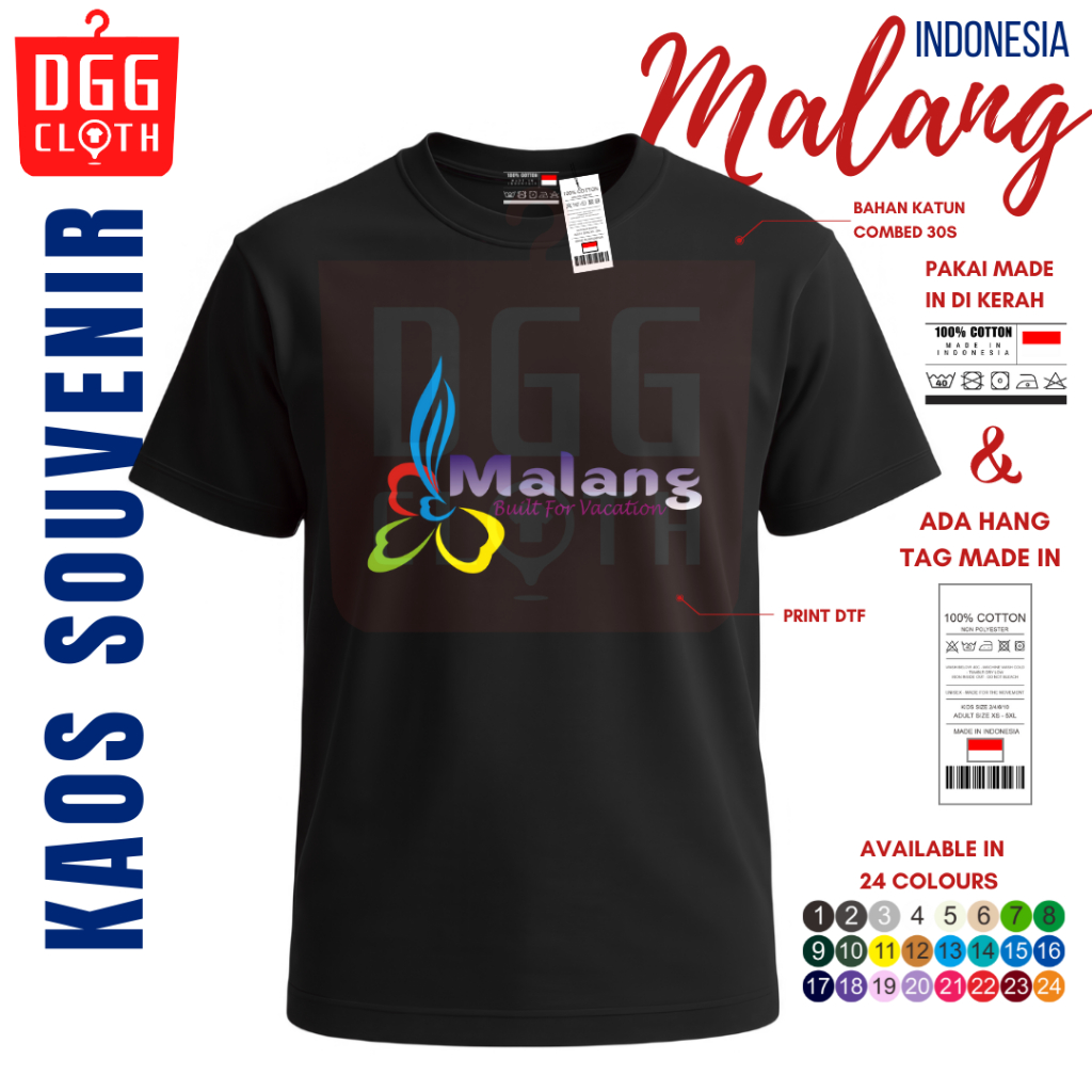 DGGClothing Kaos Oleh-Oleh Kota Malang Tshirt Baju Souvenir Indonesia Terbaru Dewasa Anak Banyak Var
