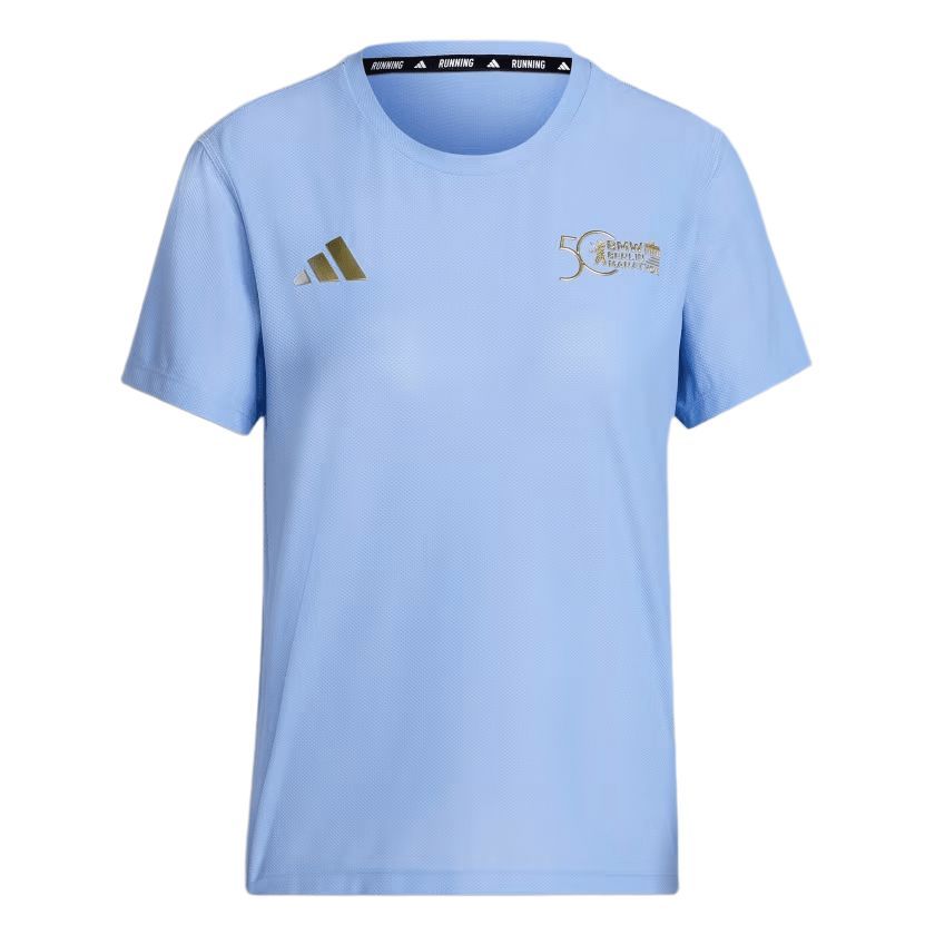 Kaos Sport Olahraga Unisex Spesial Adidas 50th BMW Berlin Marathon 2024 Fashion Aeroready Short Slee