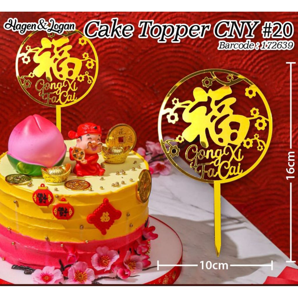 TOPPER KUE IMLEK GONG XI FA CAI BULAT