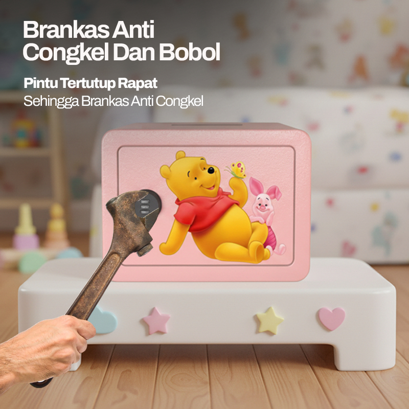 Brankas Mini Koin Brangkas Digital Brankas Celengan Tempat Penyimpanan Uang Besi Full Motif Mini Cha