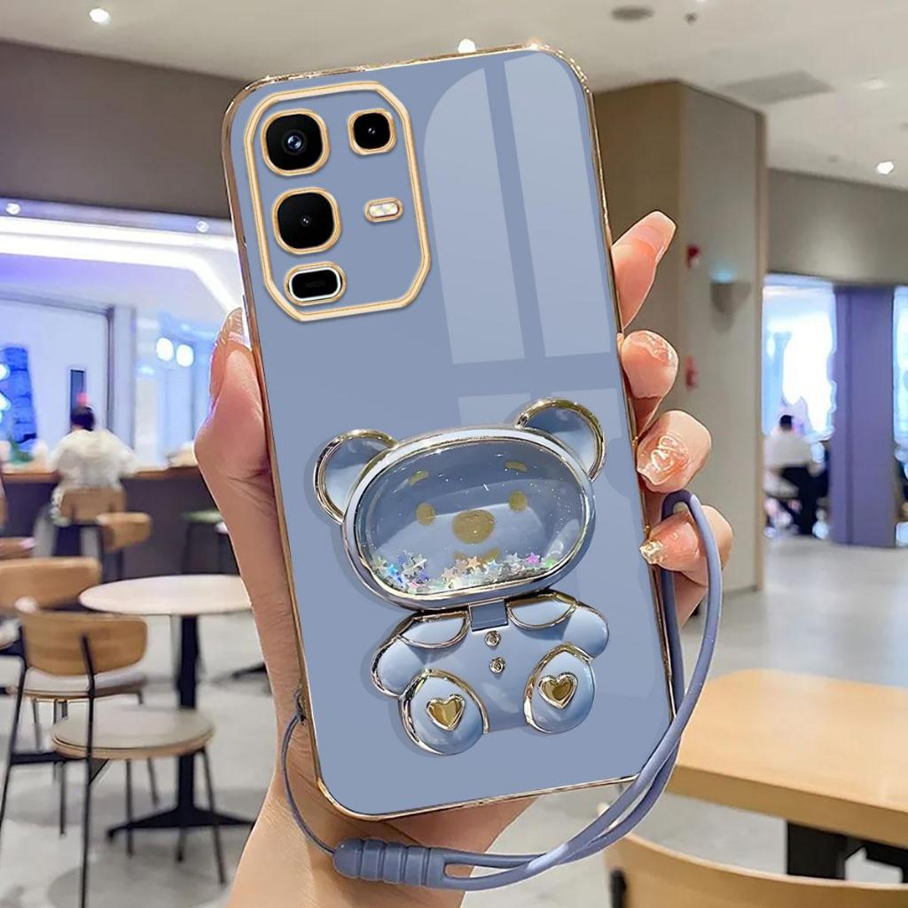 Softcase Plating Luxury Infinix Note 50X Case With Stand Dudukan Mirror Silicone
