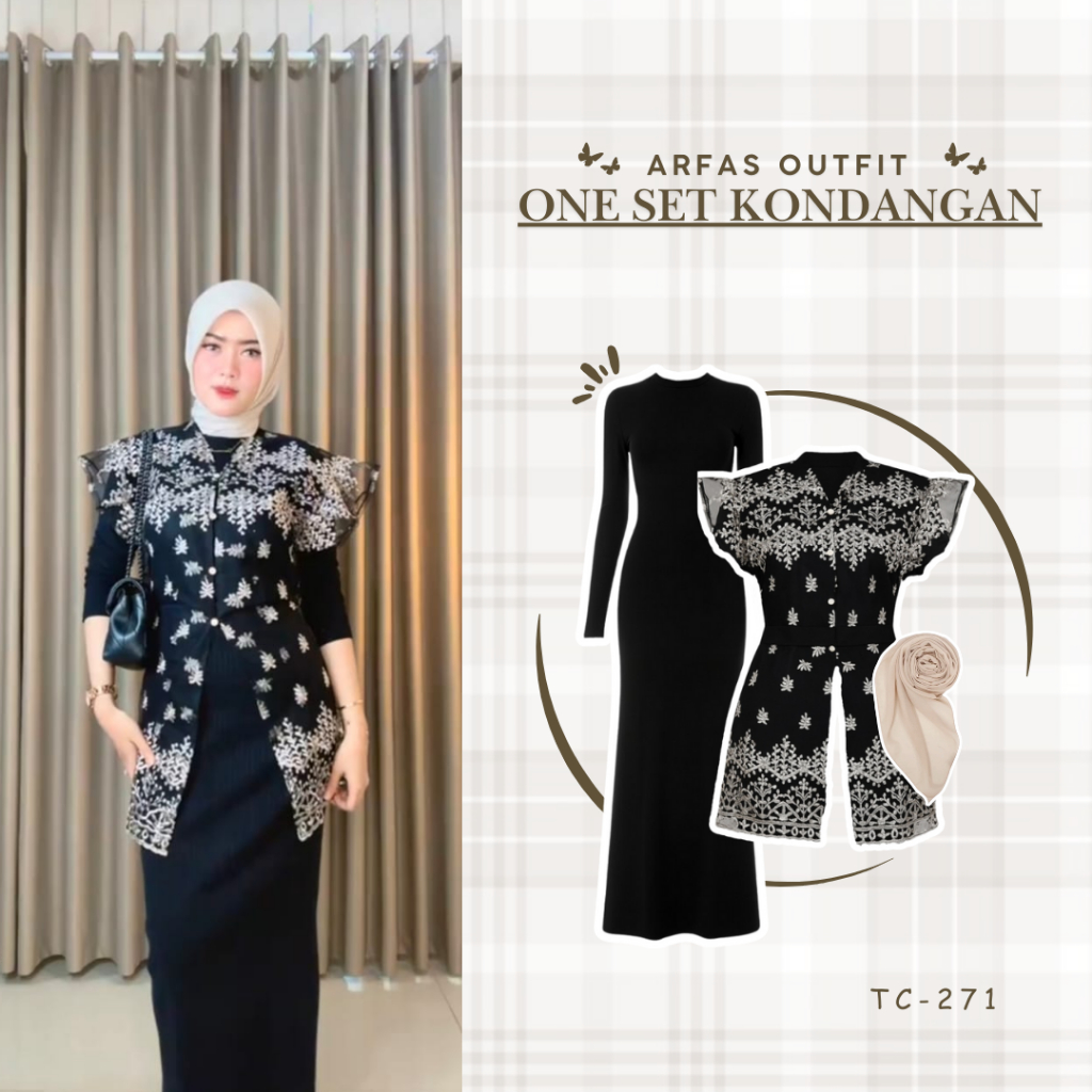 Setelan Terbaru Dan Kekinian Remaja ( Inner Dress + Outer + Hijab ) OOTD HIJAB SET TC-271