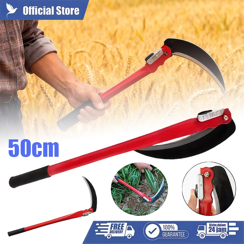 50cm Serbaguna Sabit Taman Penyiang Rumput Pemotong Rumput Alat Berkebun Baja Lipat Sickle