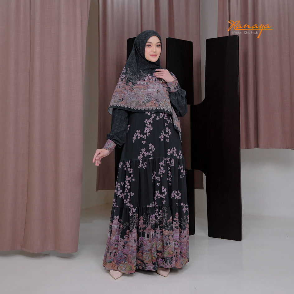 Gamis Umroh haji Set Syar'i Shamara Full Motif Printing Premium By RANAYA