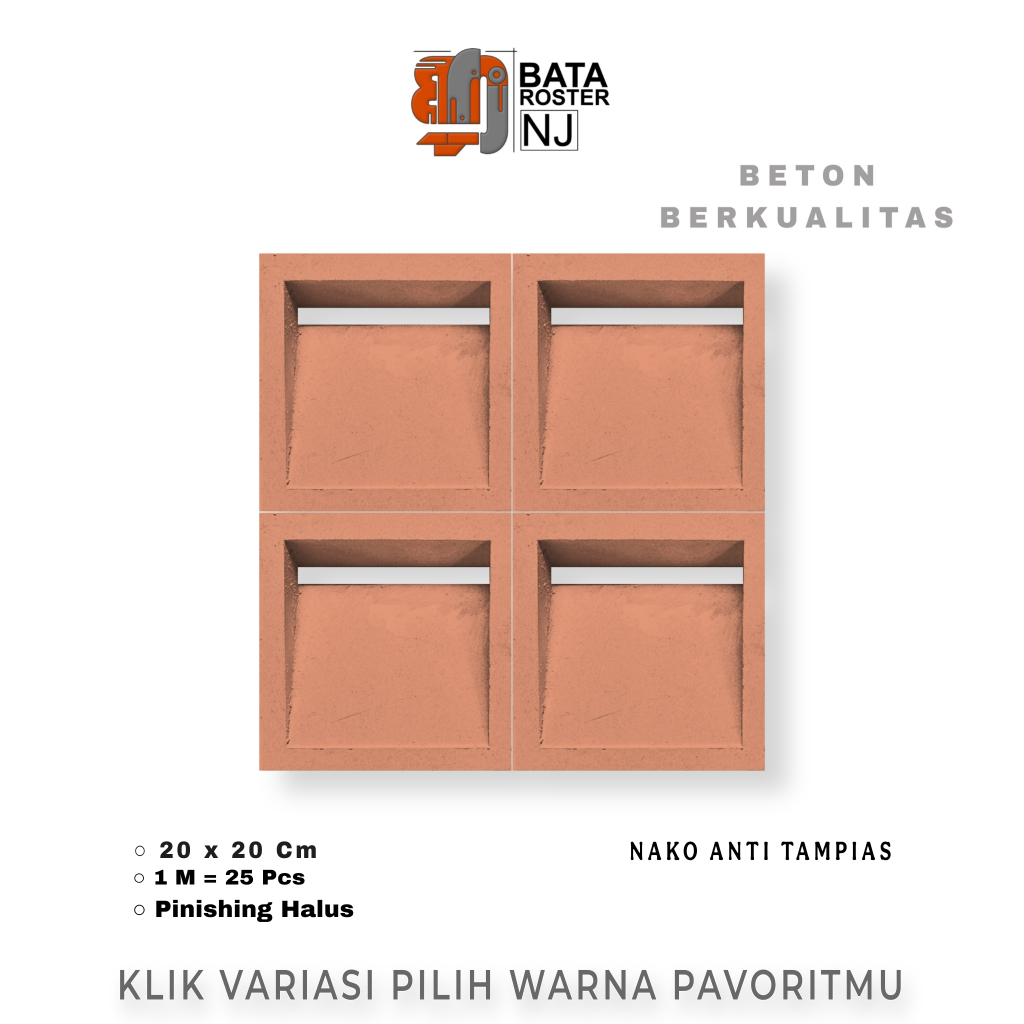 BATA ROSTER NJ - Roster Beton Minimalis - Model Nako Terakota, Ukuran 20 x 20 | Loster Putih | Venti