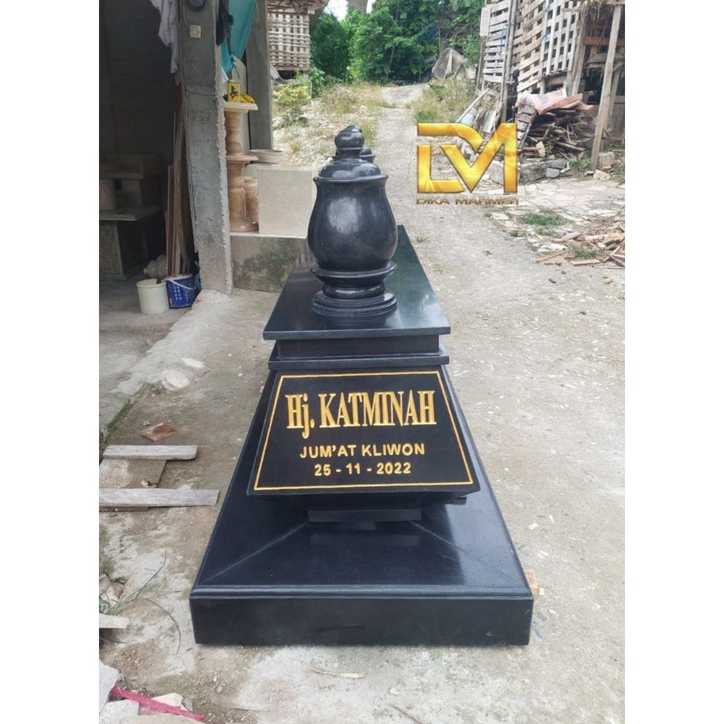 Kijing Makam Dewasa Model Jawa Batu Granit Hitam Super Glosy Mengkilap