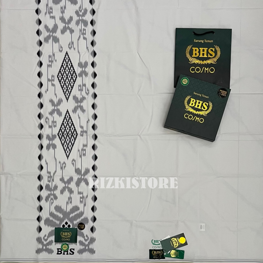 Sarung BHS Cosmo Motif K26 PPH, PPN SJ Original - Warna Hitam Putih Polos