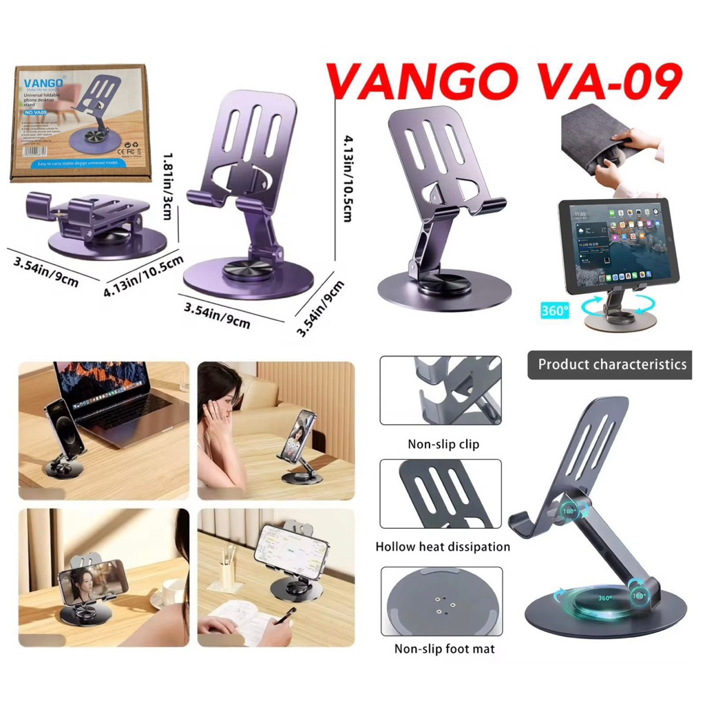 (GROSIRAN) Holder HP Vango VA-09 Full Metal Rotasi 360 Phone Holder Stand Besi Ipad Tablet
