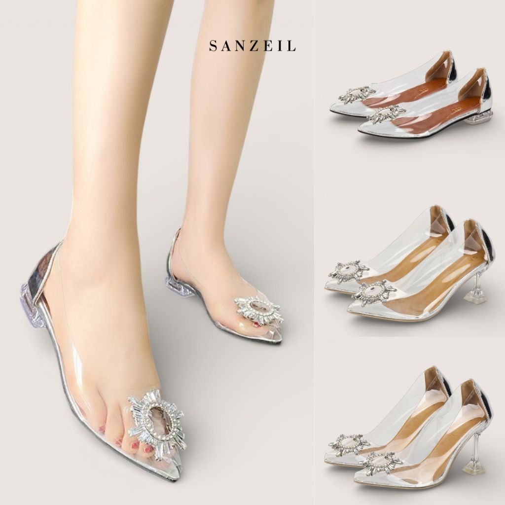 SANZEIL Bohemian Heels Transparan 3cm 7cm 9cm Size 35-40 18090