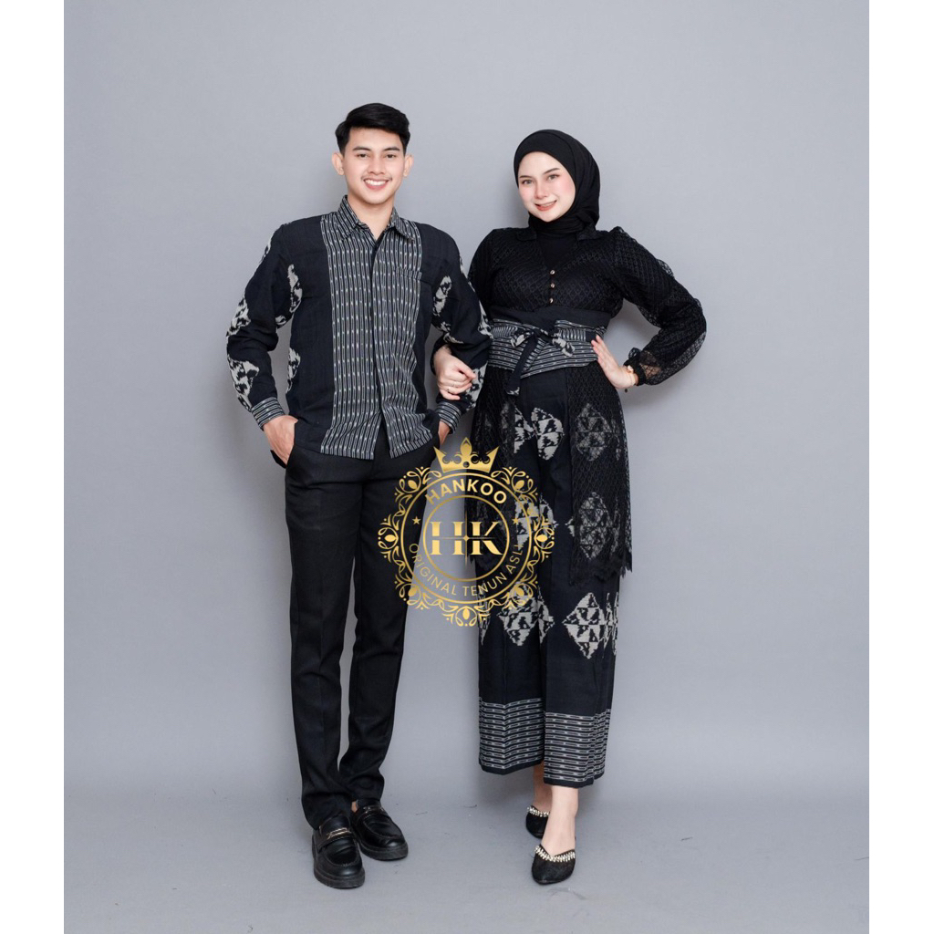 HANIA ONE SET CELANA TENUN BLACK - CELANA TENUN WANITA - BAJU COUPLE - COUPLE TENUN - COUPLE ETHNIC