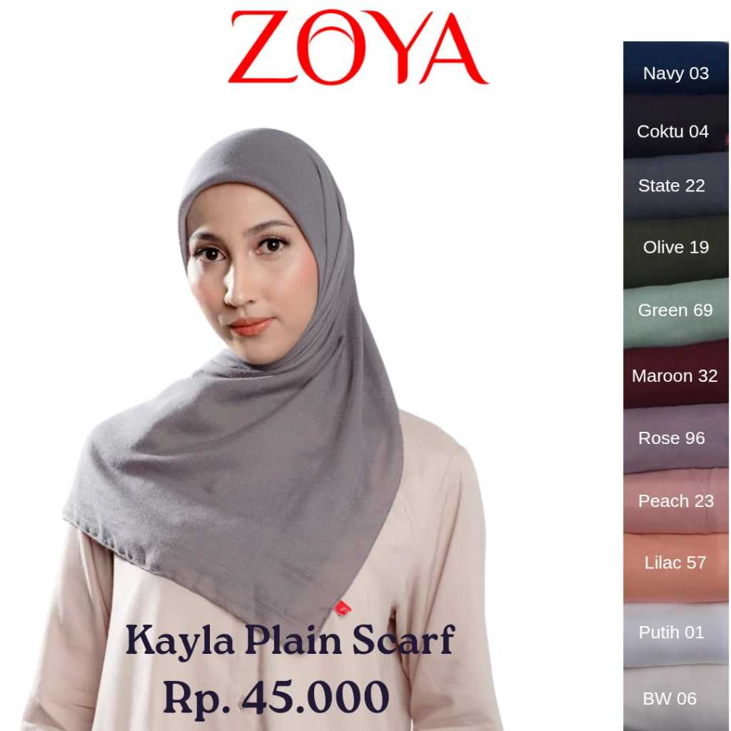 ZOYA Kayla Plain Scarf - Fashion Muslim Kerudung Polos Jilbab Hijab Segi Empat Polos Bahan Voal