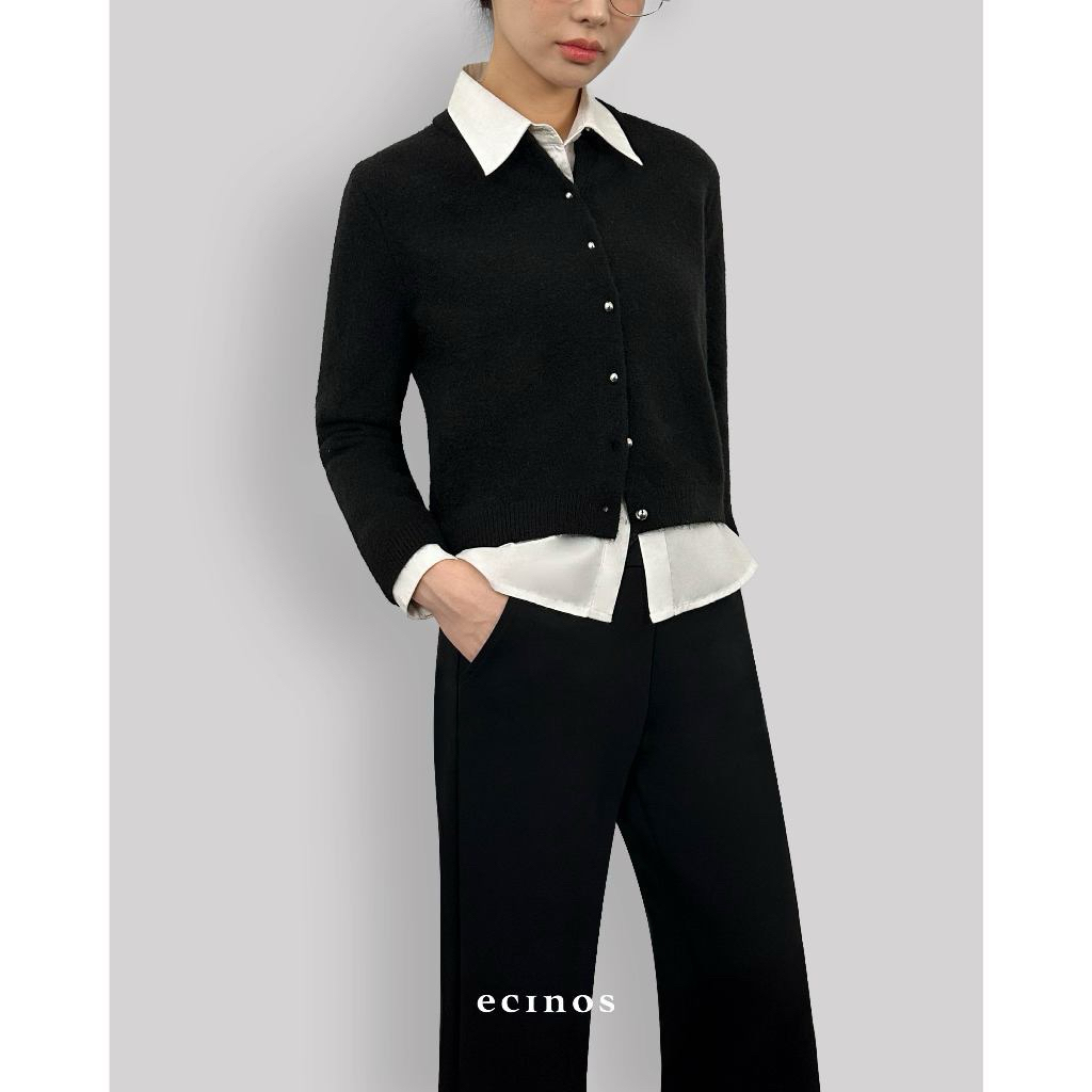 Ecinos Jennie Hairy Wool Knit Cardigan Lengan Pendek Preloved