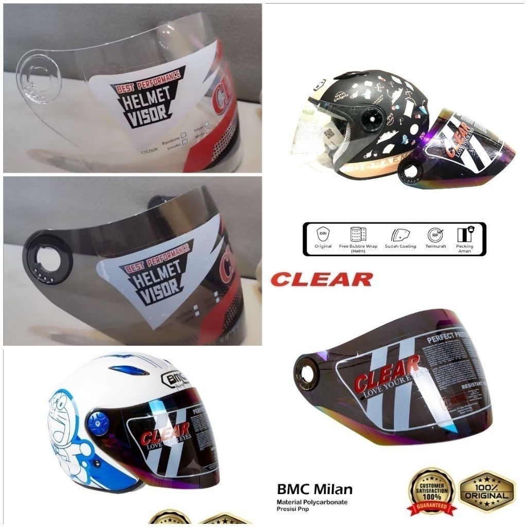 (COD) Visor Helm hallface Cewek - Kaca helm BMC Milan BMC Doraemon BMC Cewek
